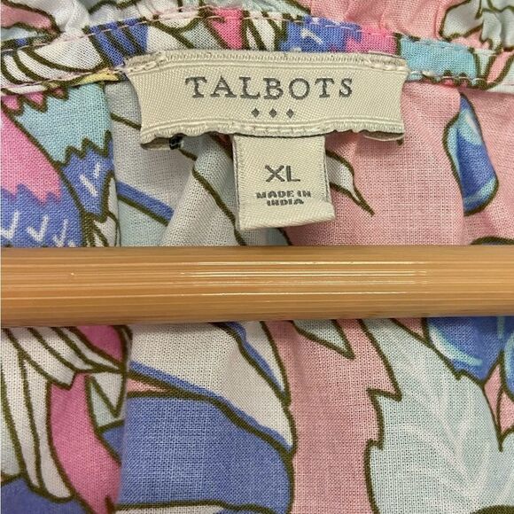 Talbots 100 % Cotton Pink and Blue Parrot Sleeveless Top. Size XL - Picture 5 of 8